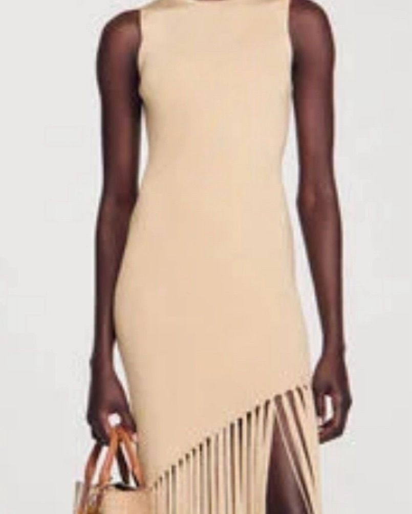 sandro asymmetric fringed dress Sandro Fringed Maxi Dress In Black - 30% Off