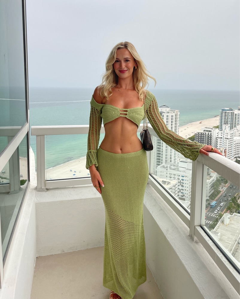 Green Knit Maxi Set by Tiger Mist - Pickle