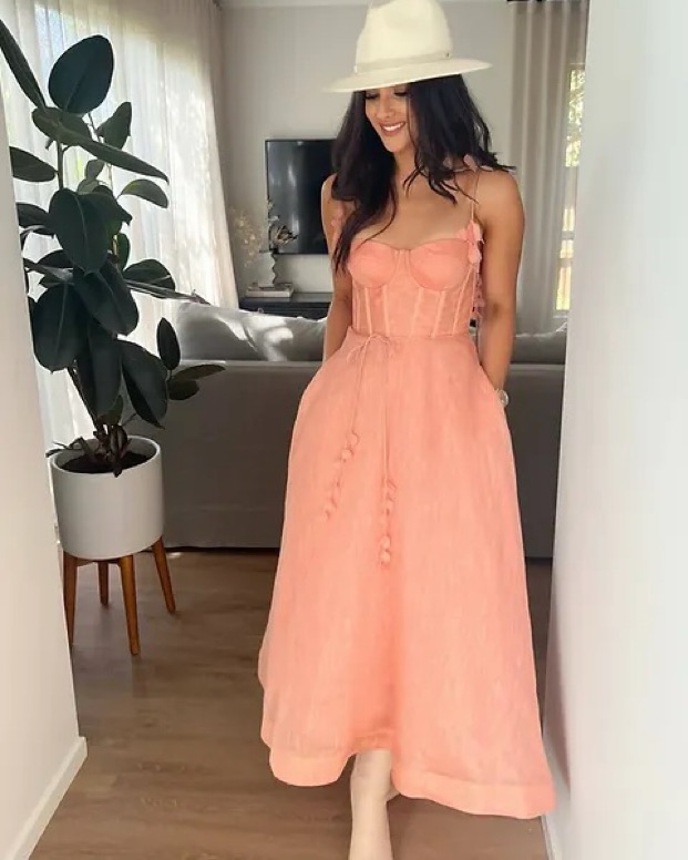 ワンピース ZIMMERMANN Woman Dress Pink 3970DS251 CORF Illuminate Buttoned Mini Dress Coral Floral Online | Zimmermann