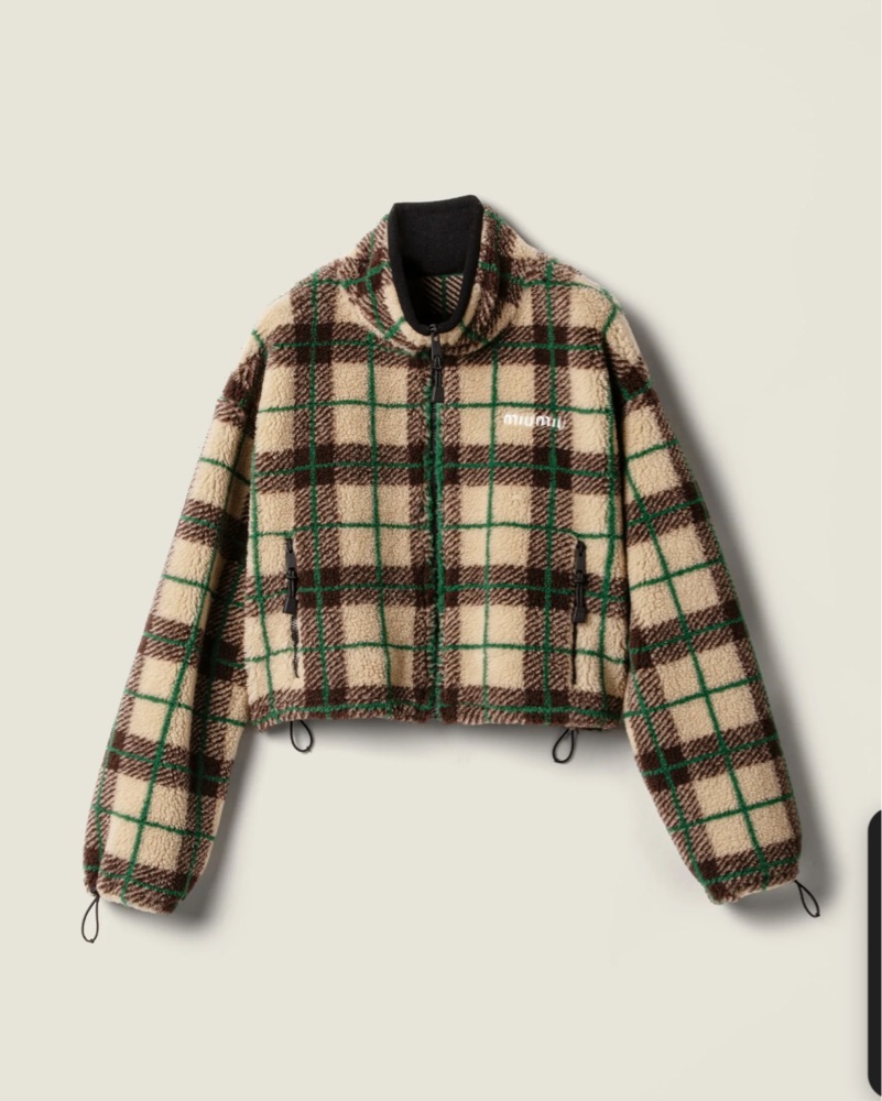 90s-00s MIU MIU チェック柄ニット Miu Miu Teddy Check Fleece by Miu Miu - Pickle