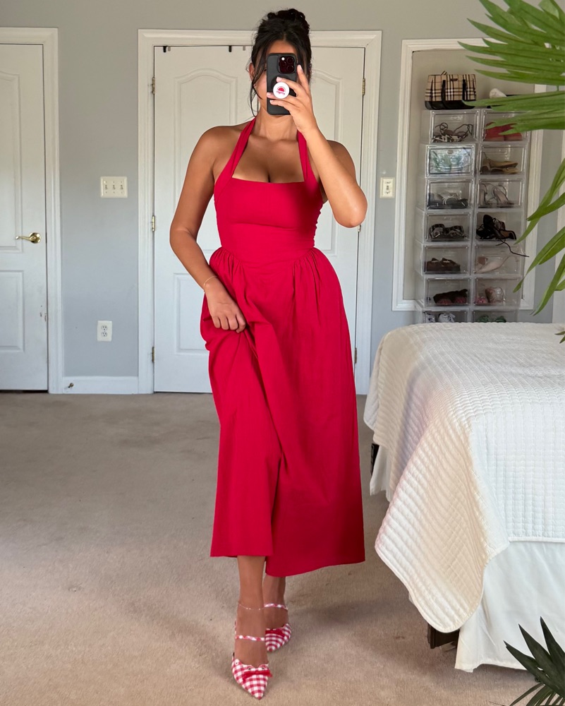 summer midi cocktail dress Variegated Stretchy Rib Fitted Summer Midi Dress