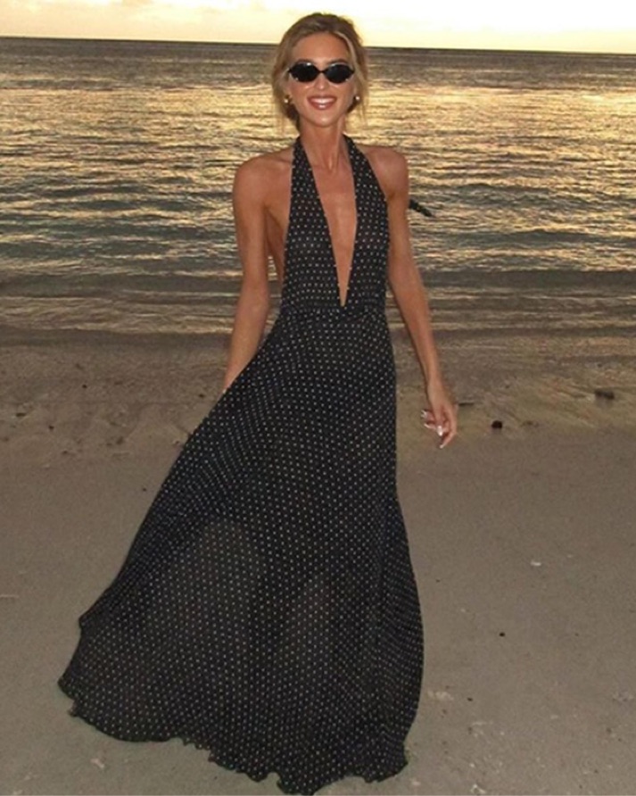 lioness brown polka dot dress Ladies Dresses Lioness Polka Dot Dress Lioness Stars Align Halterneck Lace  Trim Open Back Satin Mini