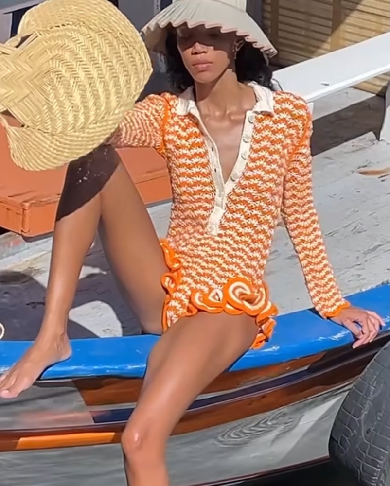 Eliou Beleza Romper Orange Crochet by Eliou - Pickle