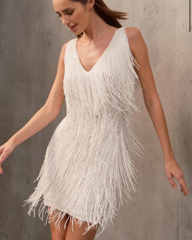 beaded fringe dress with sleeves Morta Beaded Cross Fringe Dress | Luxury Gothic Fashion main image 1