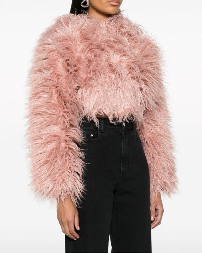 ジャケット・アウター SCHISM INDUCING CROPPED SPIKY FAUX FUR J Cult Gaia Adda Cropped faux-fur Jacket | Pink | FARFETCH