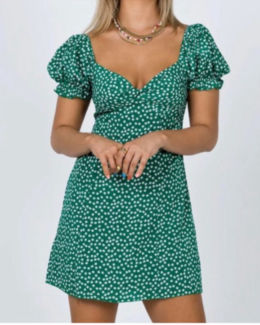 green floral princess polly dress Vasiliki Maxi Dress White / Green Floral