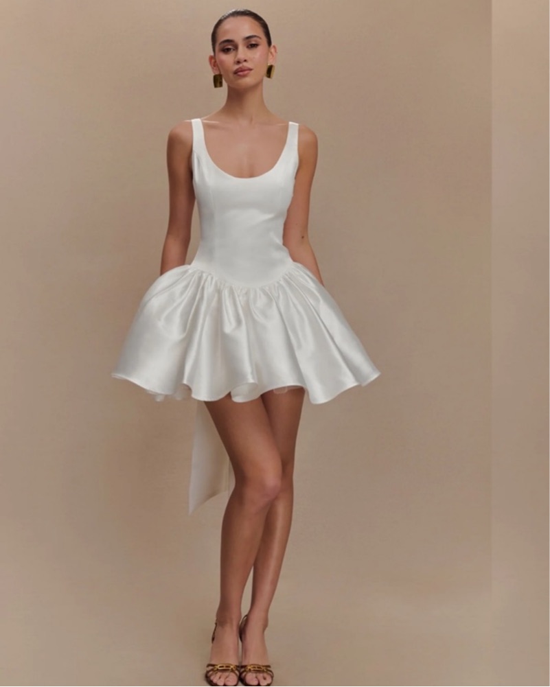 puffy cottagecore dress Short Wedding Dresses Sleeves With Flowers Draped Shoulder Shift Dress Armscye (5) Color:CHESTNUT Red And Black Wedding