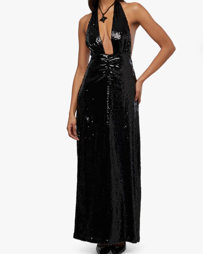 lipsy halter satin panel maxi dress Alicia Satin Halter Maxi Dress main image 1