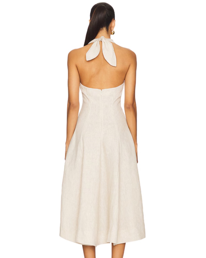 boden strappy linen midi dress Rosa Halter Linen Midi Dress-Burnt Orange
