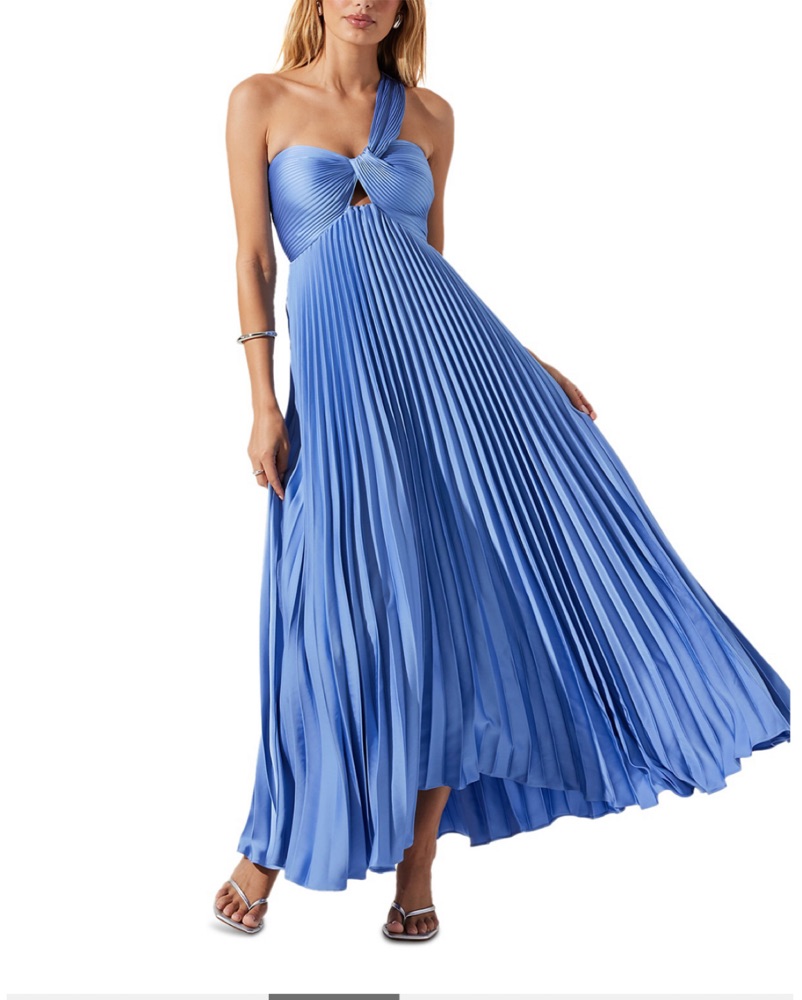 Rasya One Shoulder Pleated Maxi Dress | Pickle