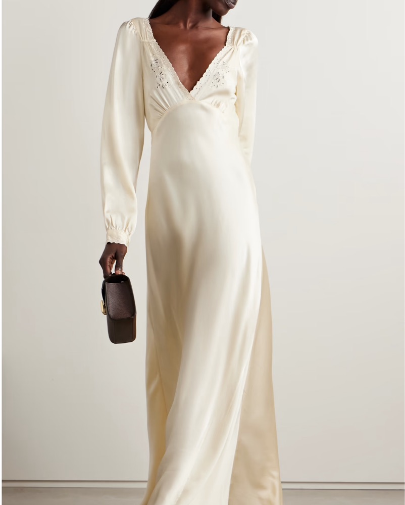 Doen Fiora Cream Satin Maxi Dress by Doen - Pickle