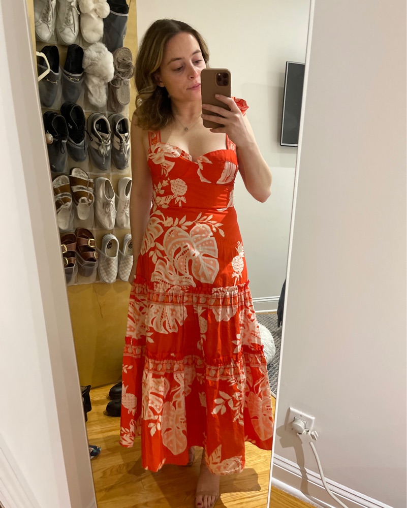 FARM Rio Lace Monsteras Red Midi Dress by FARM RIO - Pickle