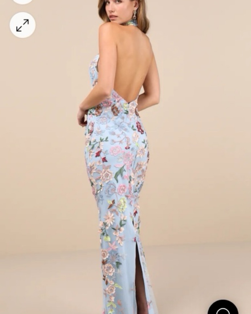 Lulus 3D Floral Embroidered Halter Dress by Lulus - Pickle