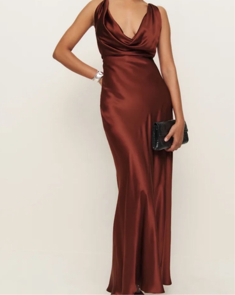 rayana silk dress Reformation - Rayana Silk Dress Fig Jam by Reformation