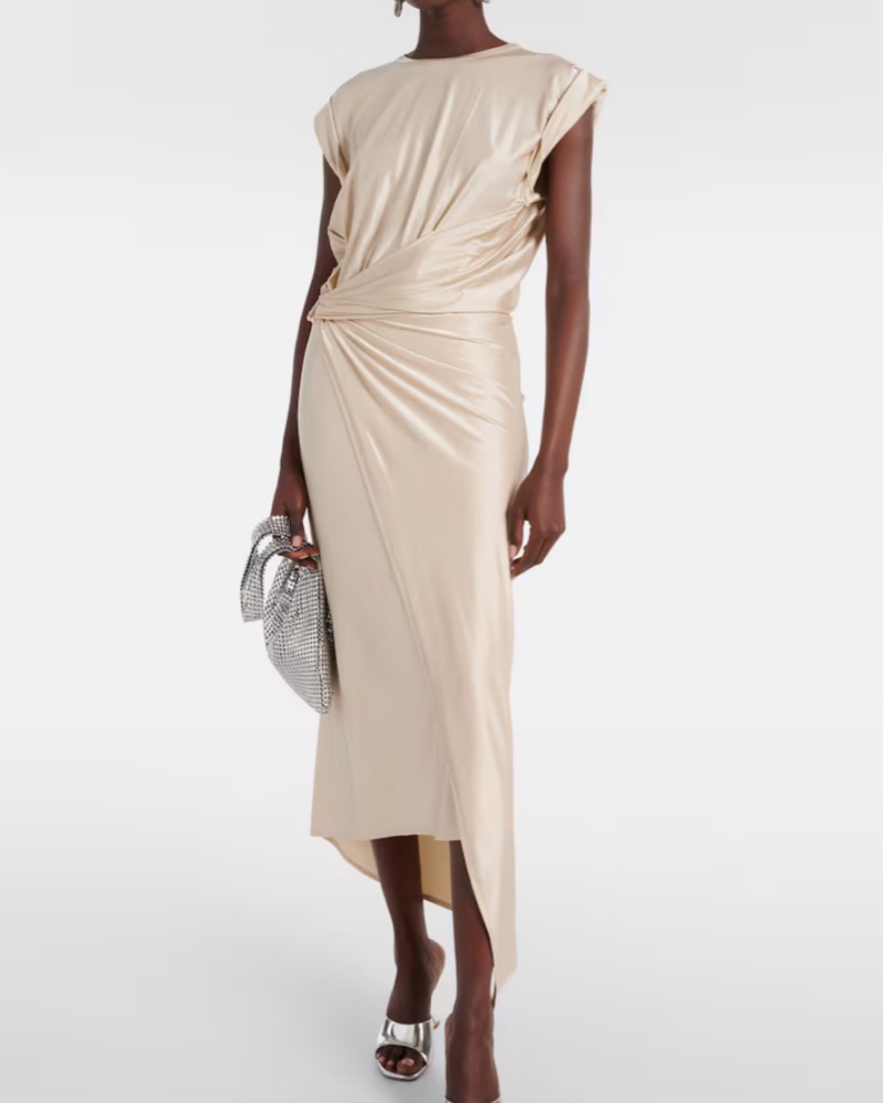 paco rabanne midi dress rabanne Draped Midi Dress In Jersey