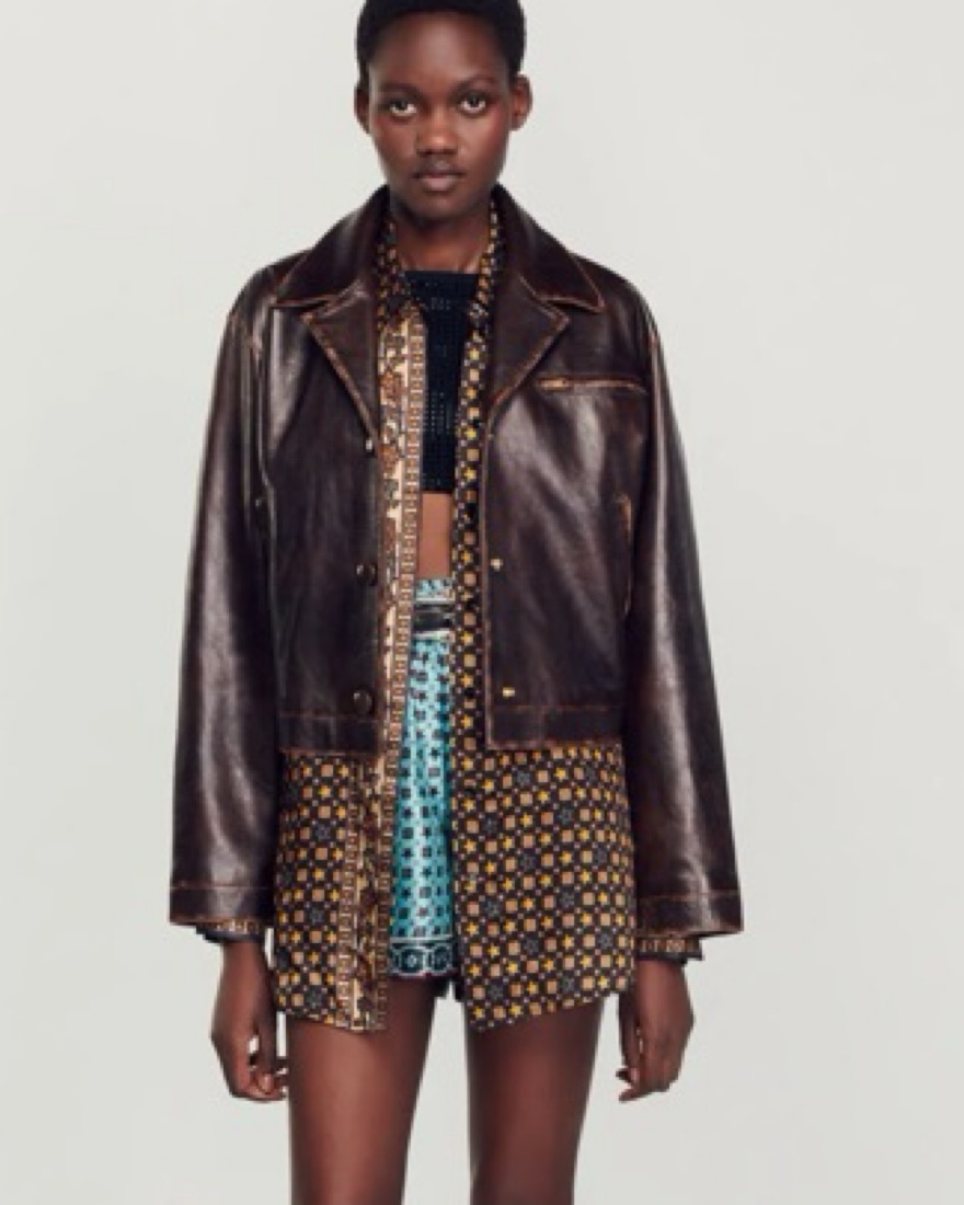 Sandro Jude Lambskin Leather Jacket by Sandro - Pickle