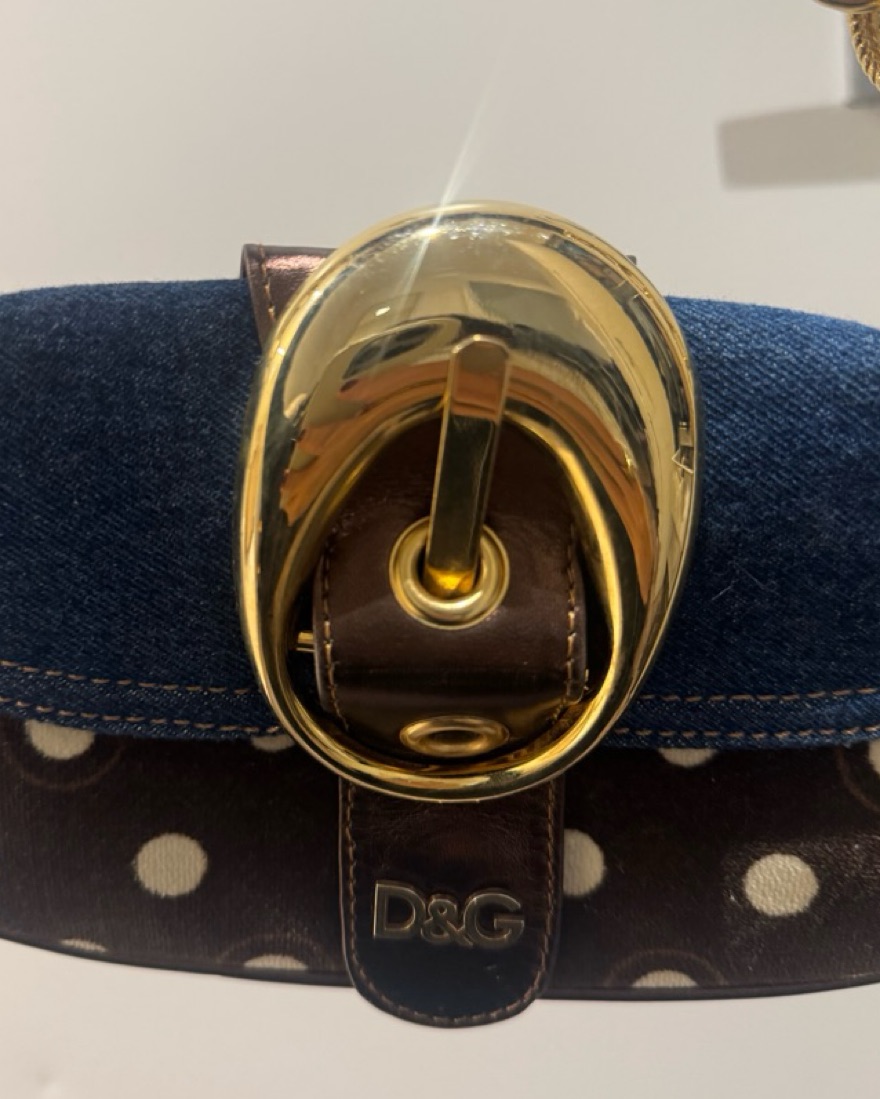 D&G Vintage Brown And Denim Shoulder Bag by Dolce + Gabbana - Pickle