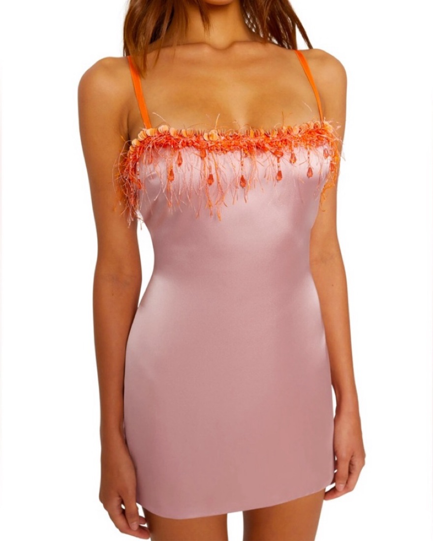 danielle guizio pink and orange dress Guizio Pink/Orange Satin Mini Dress by Danielle Guizio