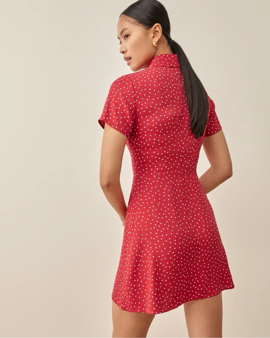 red polka dot dress reformation Reformation Locklin Polka Dot Dress In Red - 60% Off