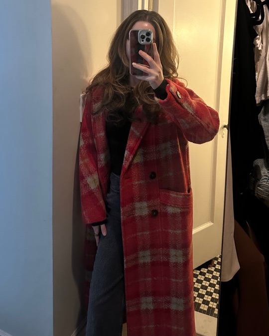 Sezane Red Checkered Coat | Pickle