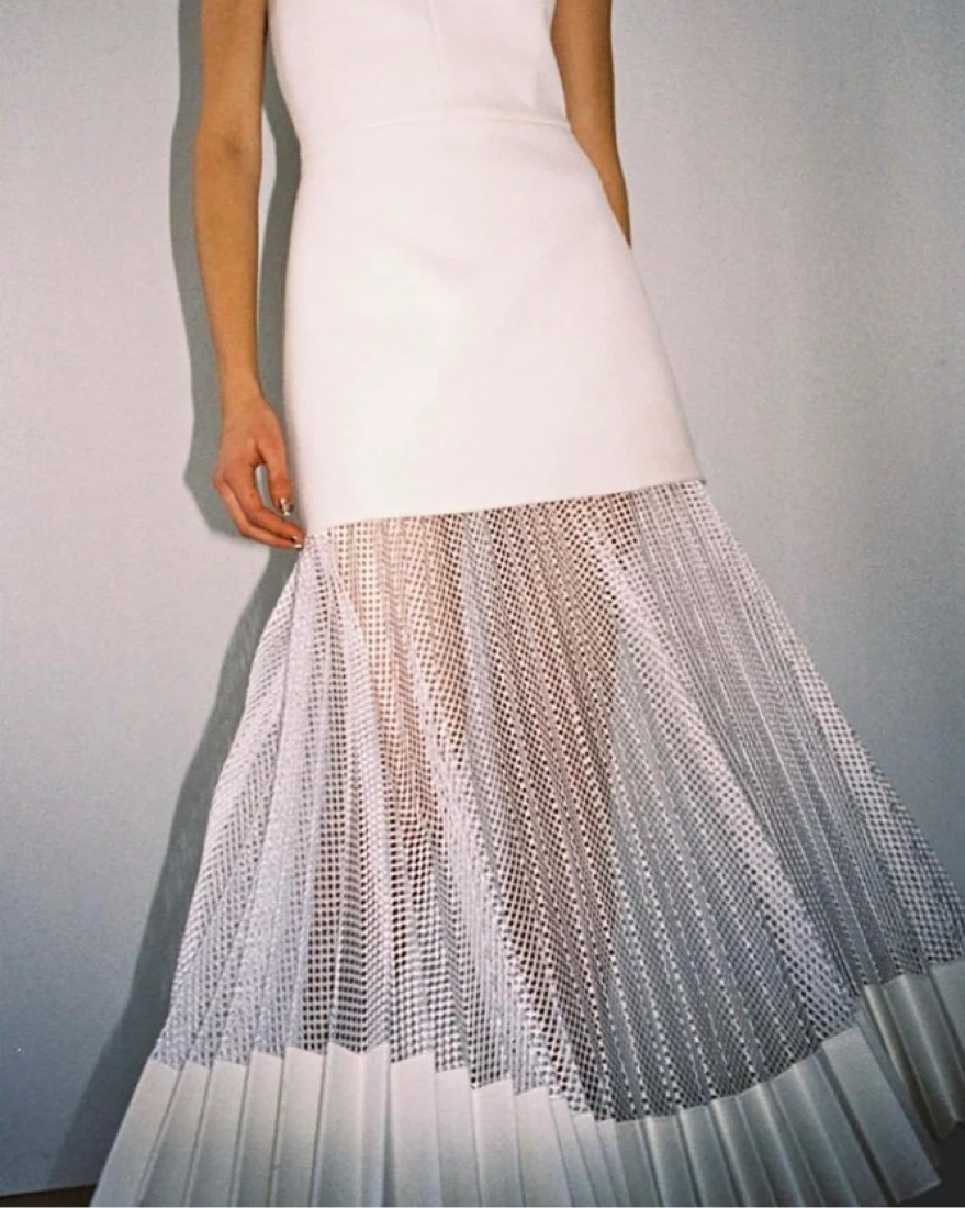 open lace back dress Dion Lee White Pleated Sleeveless Midi Bodycon Dress Size XS – Mine & Yours main image 0