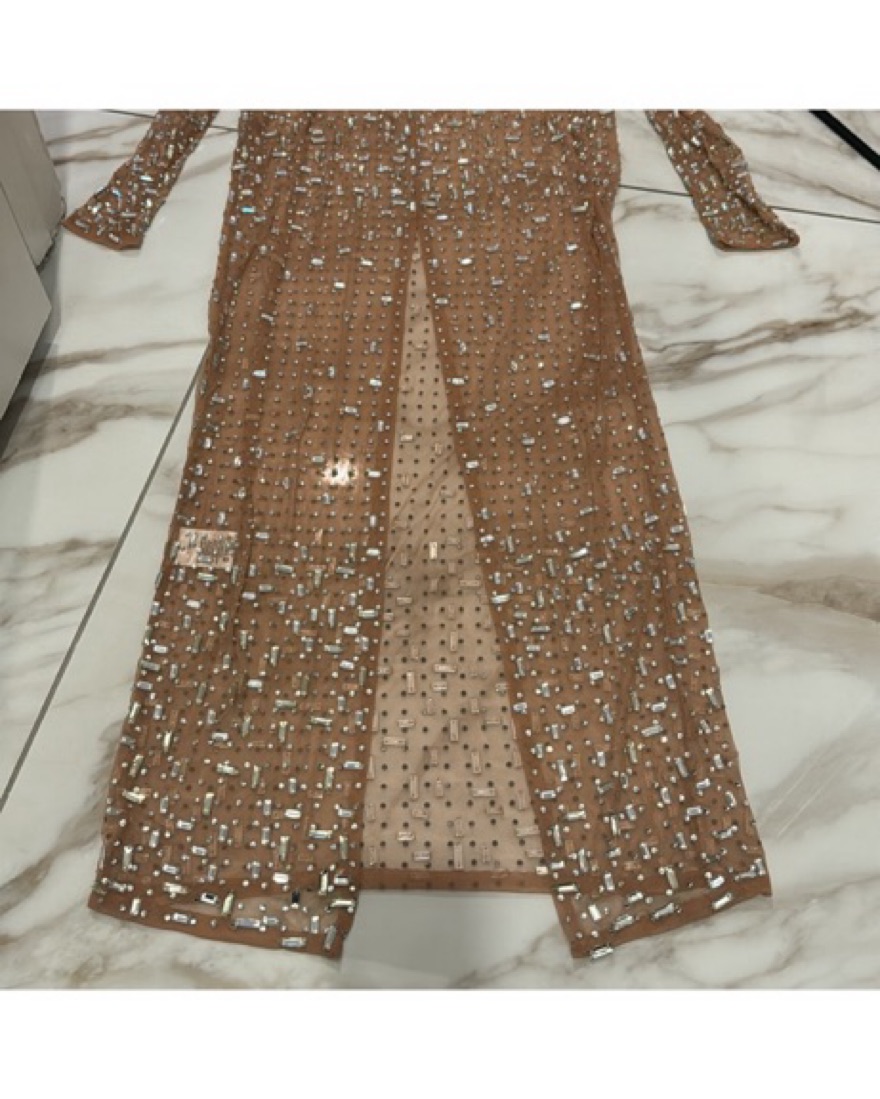 retrofete vinci sequin dress Retrofete Vinci Sequin Gown In Silver/Nude - 60% Off