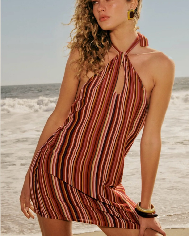 reformation striped halter dress Reformation's All-American Style: New Collection Must-Haves