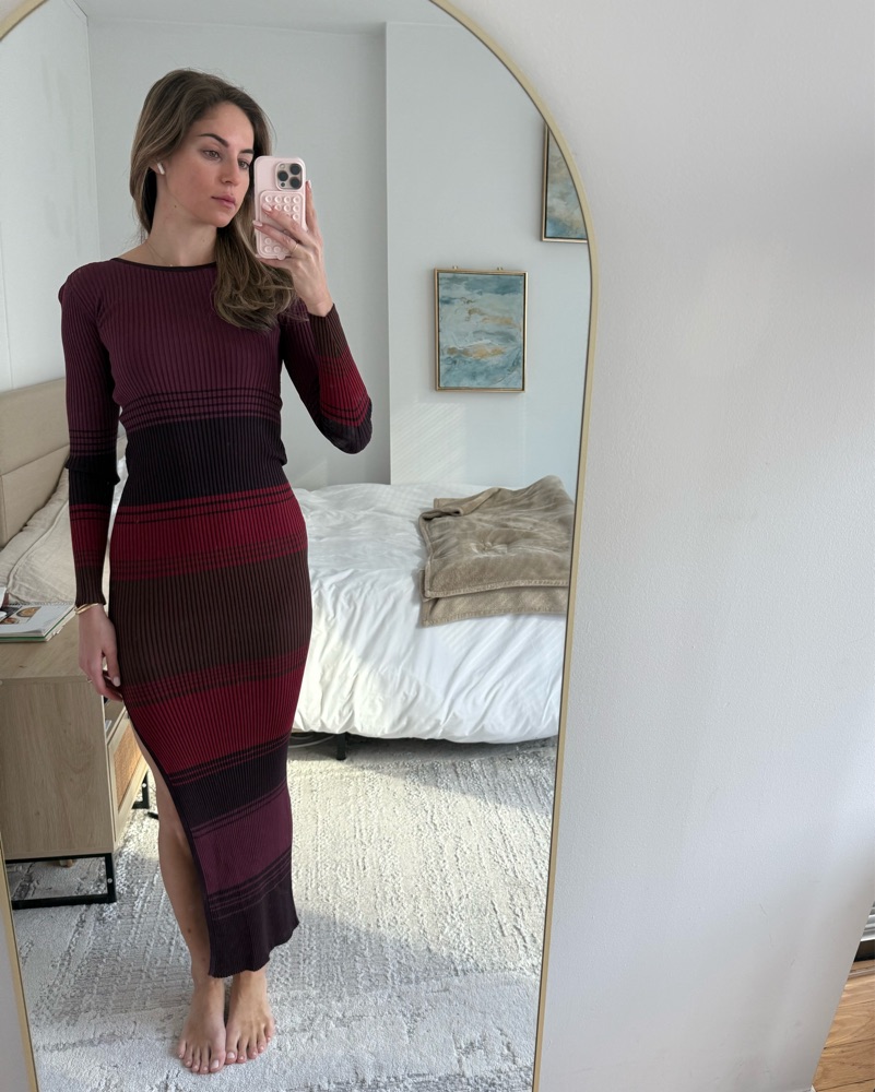 staud long sleeve dress STAUD Silhouette Long-Sleeve Maxi Dress