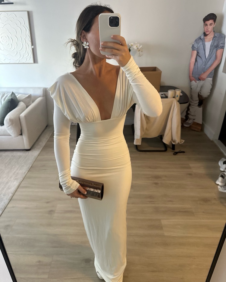 Helsa Jersey V Maxi Dress by Helsa - Pickle