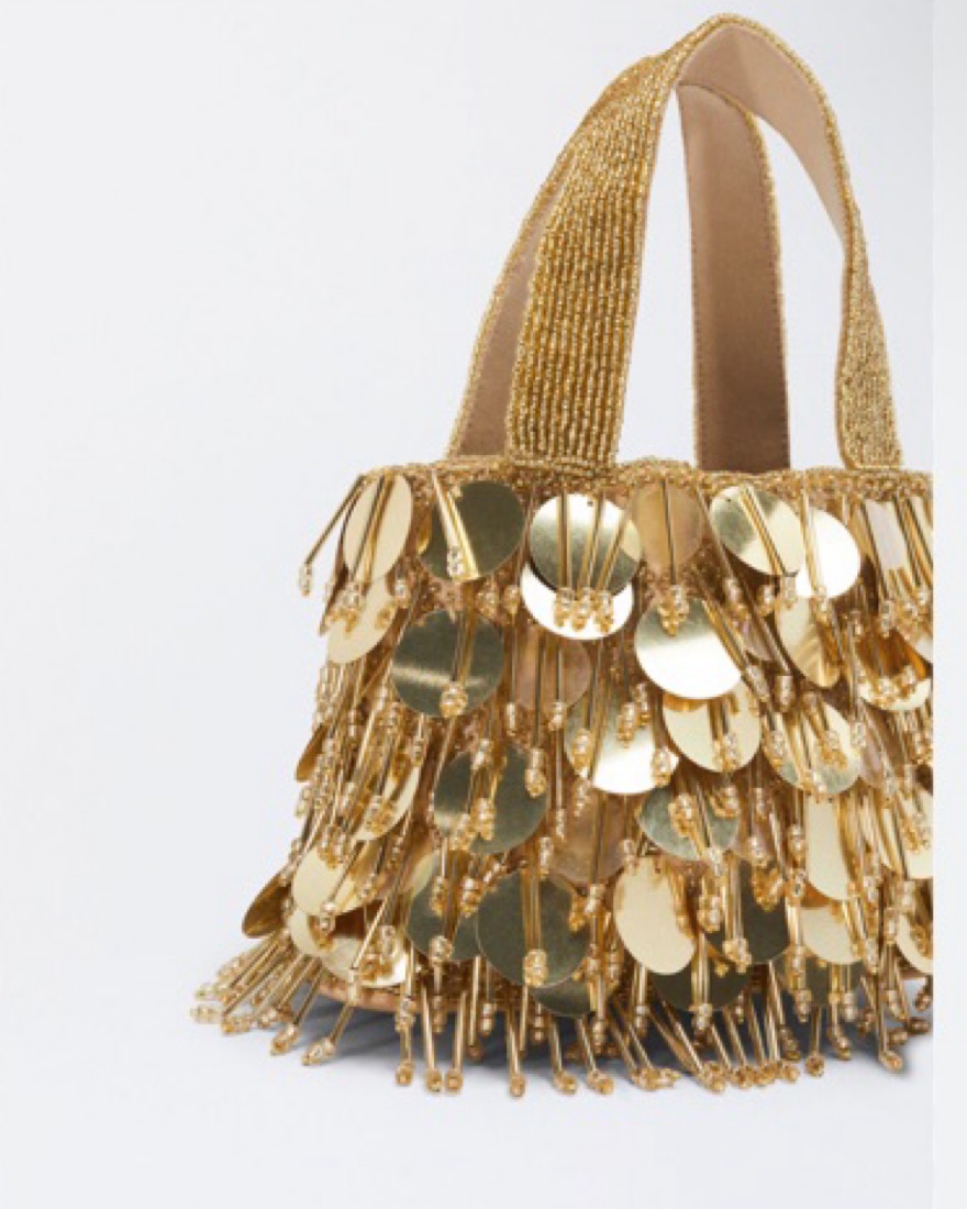 Gold Beaded Sequin Mini Bag | Pickle
