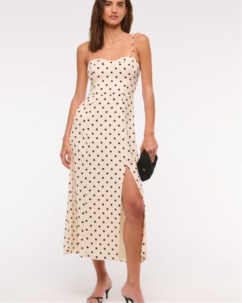 Abercrombie Cream Polka Dot Midi Dress by Abercrombie & Fitch - Pickle