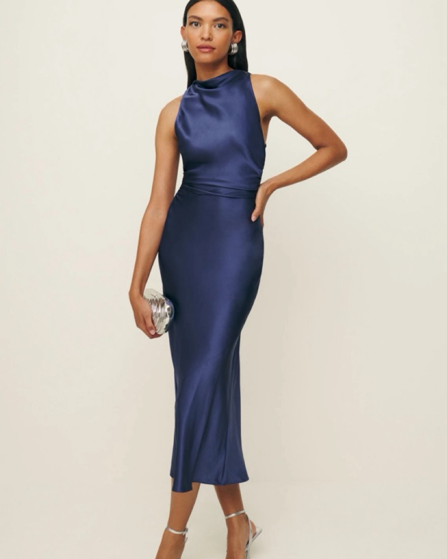 Reformation Blue Iris Casette Silk Dress by Reformation - Pickle