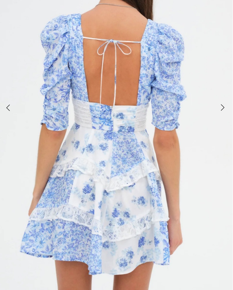 for love and lemons rosalyn dress blue For Love & Lemons Rosalyn Mini Dress in Blue
