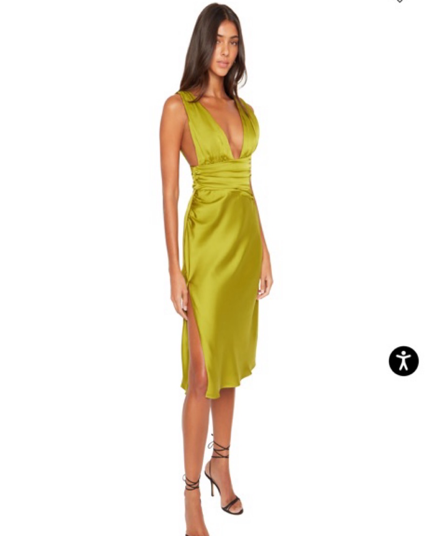 danielle guizio green dress Danielle Guizio Green Silky Midi Dress by Danielle Guizio