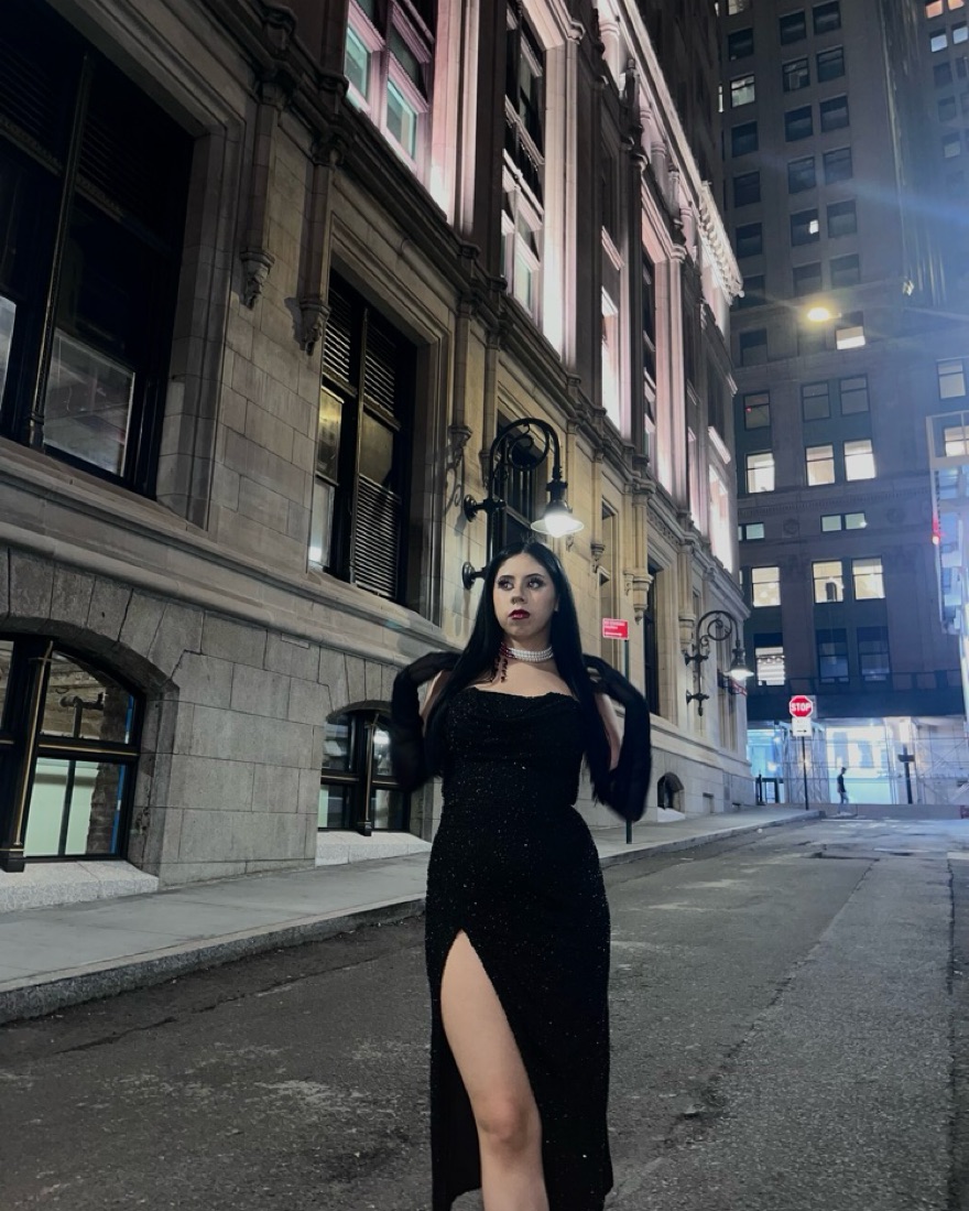 oh polly black dress Long-Sleeve Bubble Hem Mini Dress in Black - 4