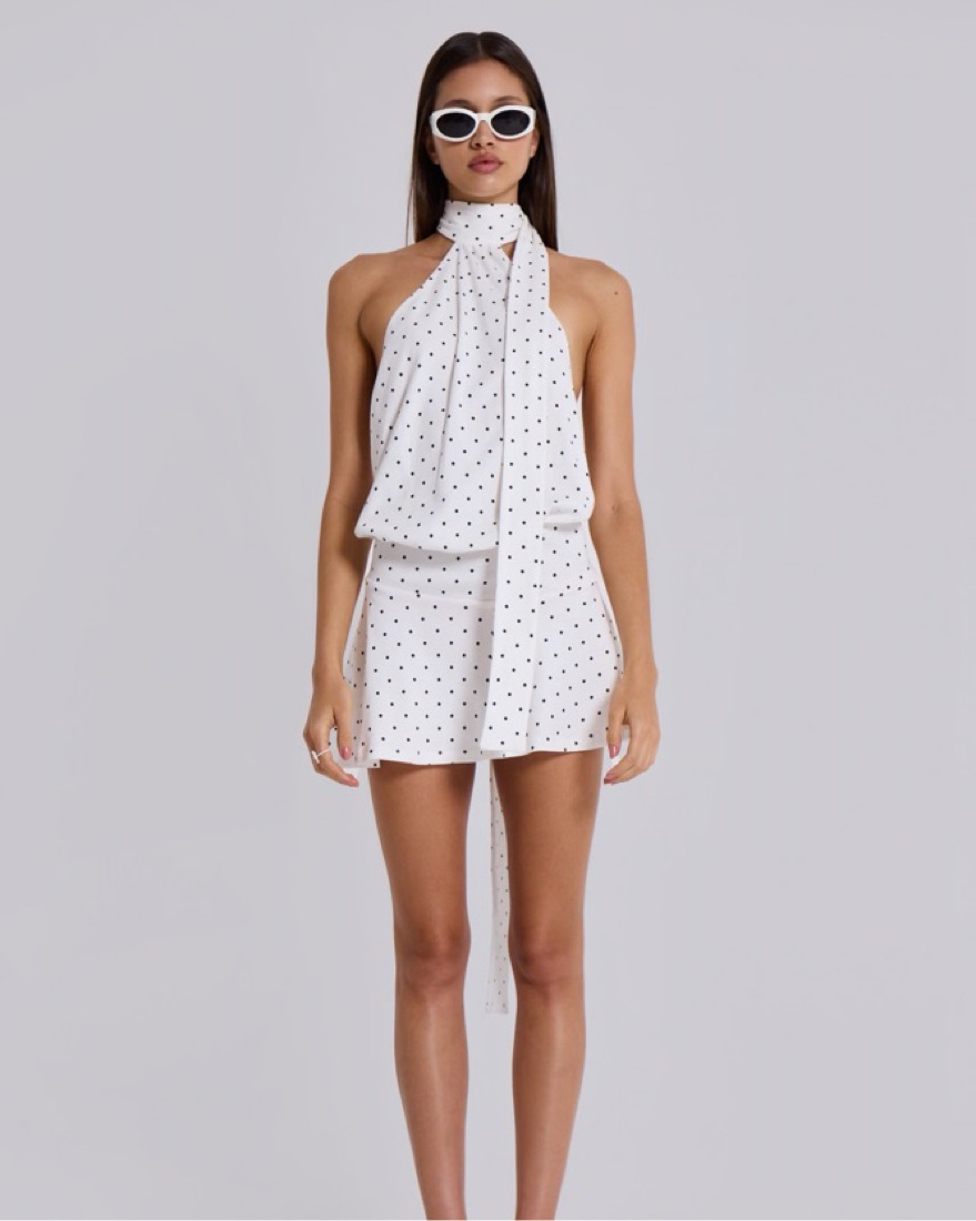 enya backless dress jaded london Enya Backless Mini Dress in Polkadot by Jaded London