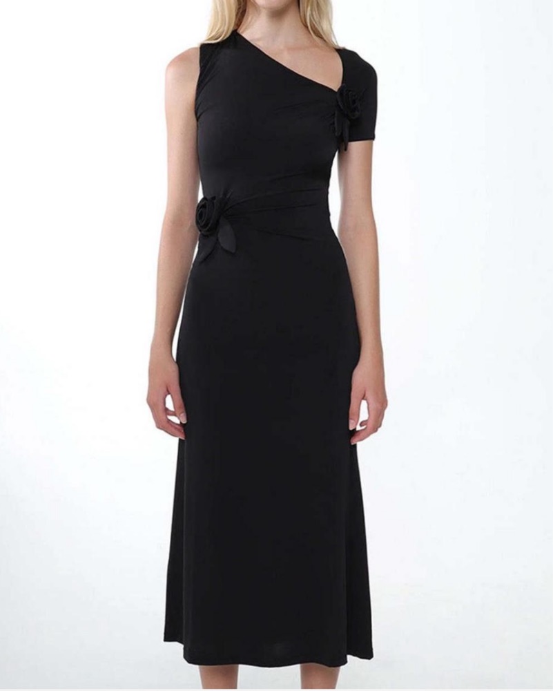 てるまんBlack-Studio軍子 Black Sparkle Side Button Maxi Dress – BLANK