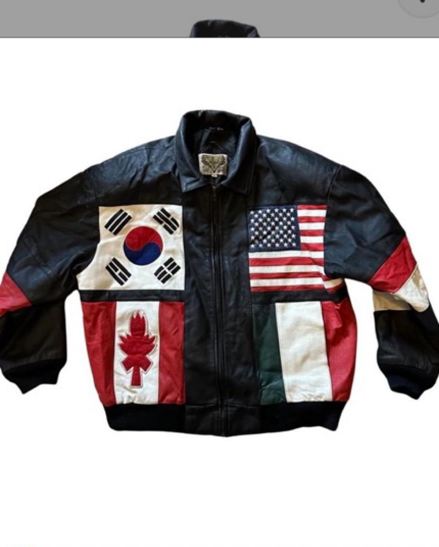 Vintage Phase 3 Leather Flag Jacket by Phase 3 Vintage - Pickle