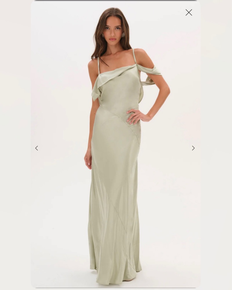 silk cowl neck backless maxi dress Second Glances Cowl Neck Backless Maxi Dress Sage