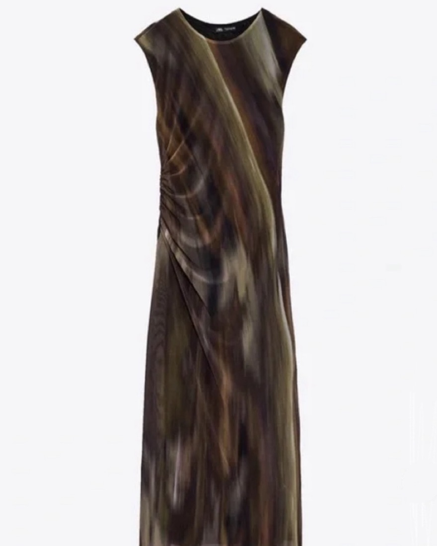 Zara Printed Tulle Midi Dress | Pickle