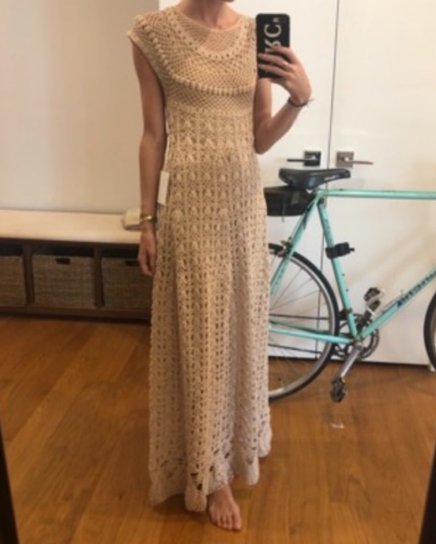 ryan roche crochet dress Ryan Roche Fringed Long Crochet Dress in Cardinal