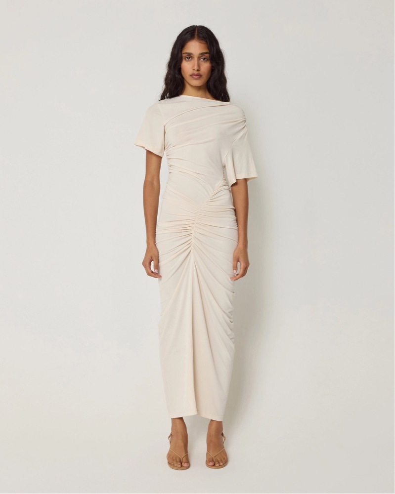 khy asymmetrical ruched dress Color:Living Coral this dress transitions seamlessly Collection: AW26 ENTRY REACTIVE HOUSE OF GL Hematite