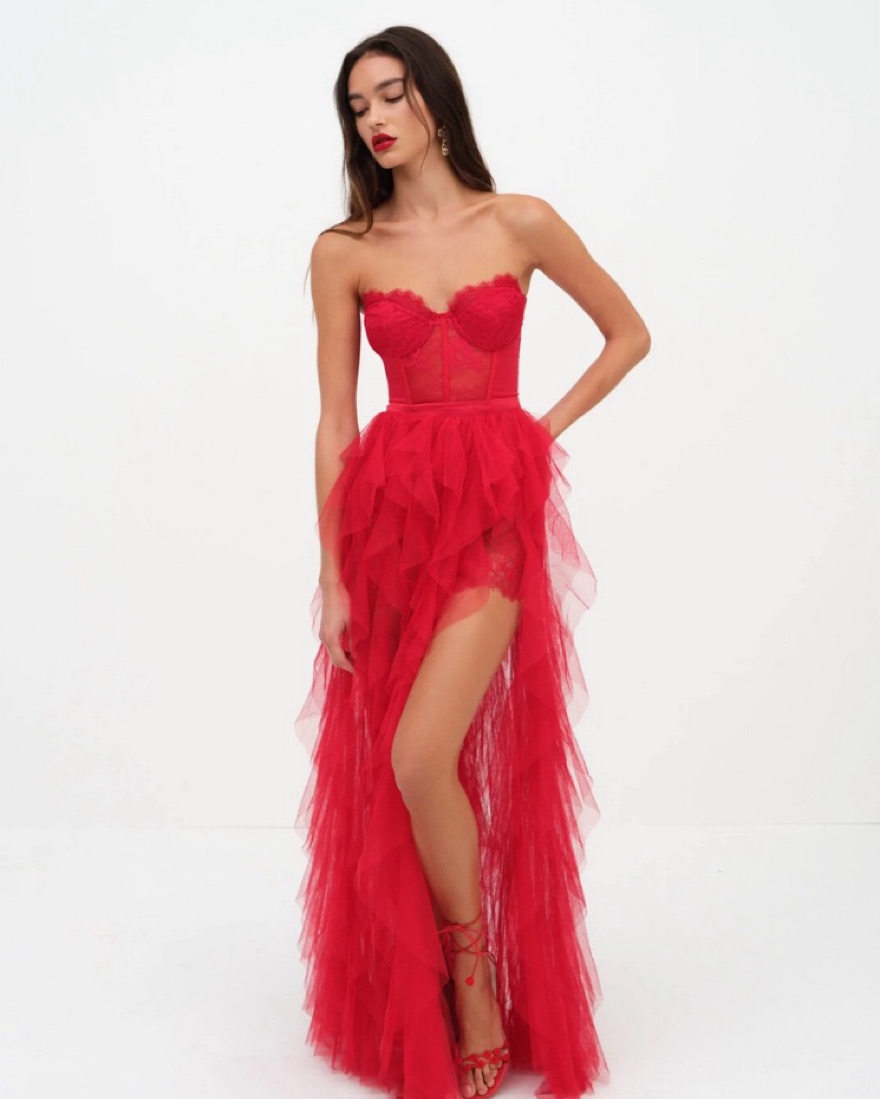 For Love And Lemons Bustier Dress In Red | Pickle