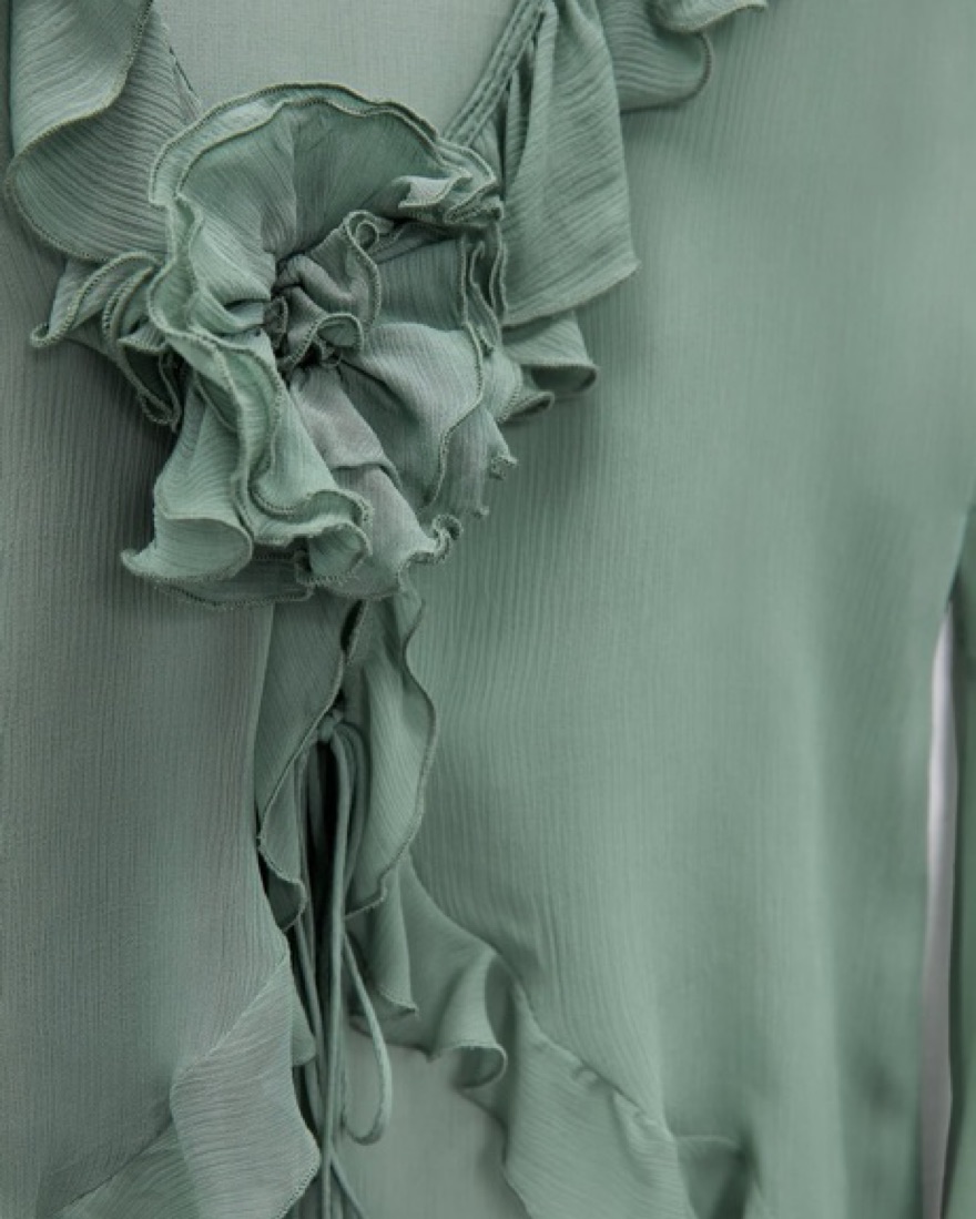 Zara Semi Sheer Blouse With Ruffles | Pickle