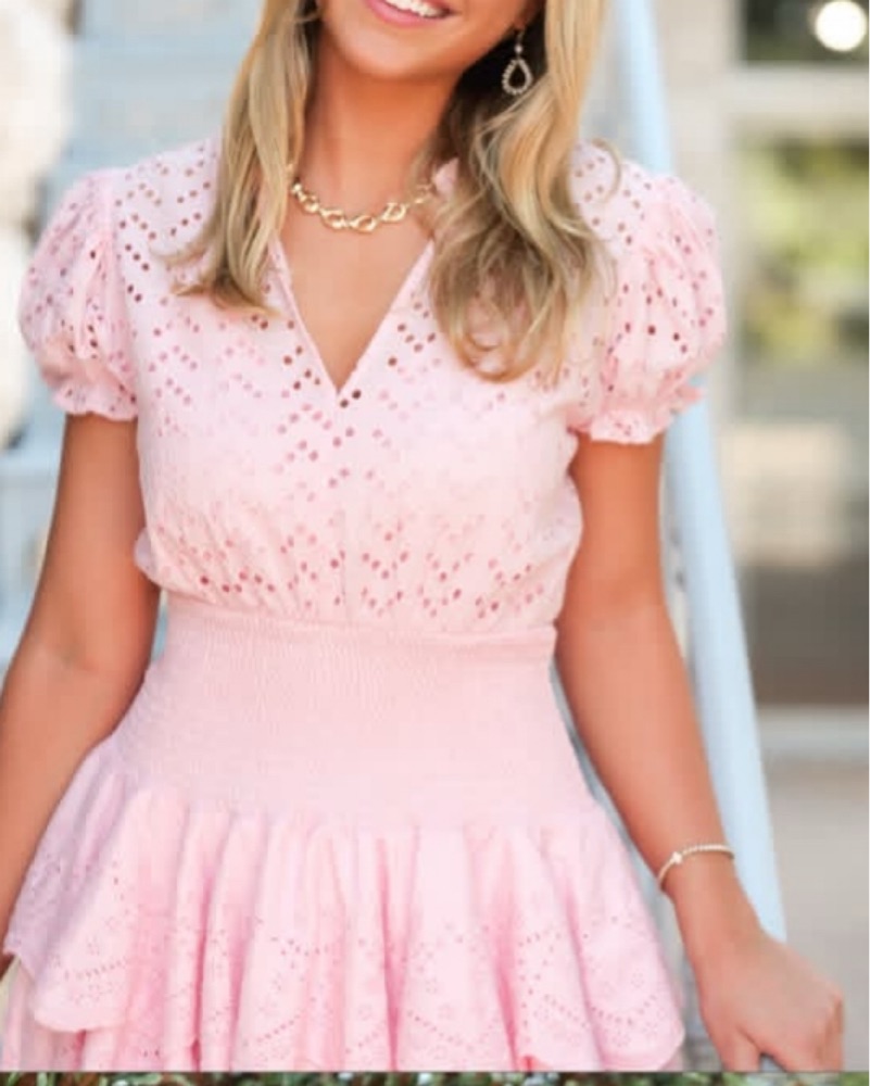 Pink Eyelet Dress by Adeline - Pickle