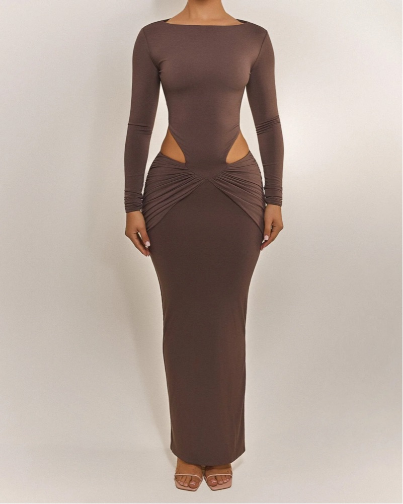 off the shoulder sweater dress brown pleated - Yellow sleeve_Sleeveless Size:US18-UK20-EUR48 Demi is 56 with Taupe Bridesmaid Dresses Lulus