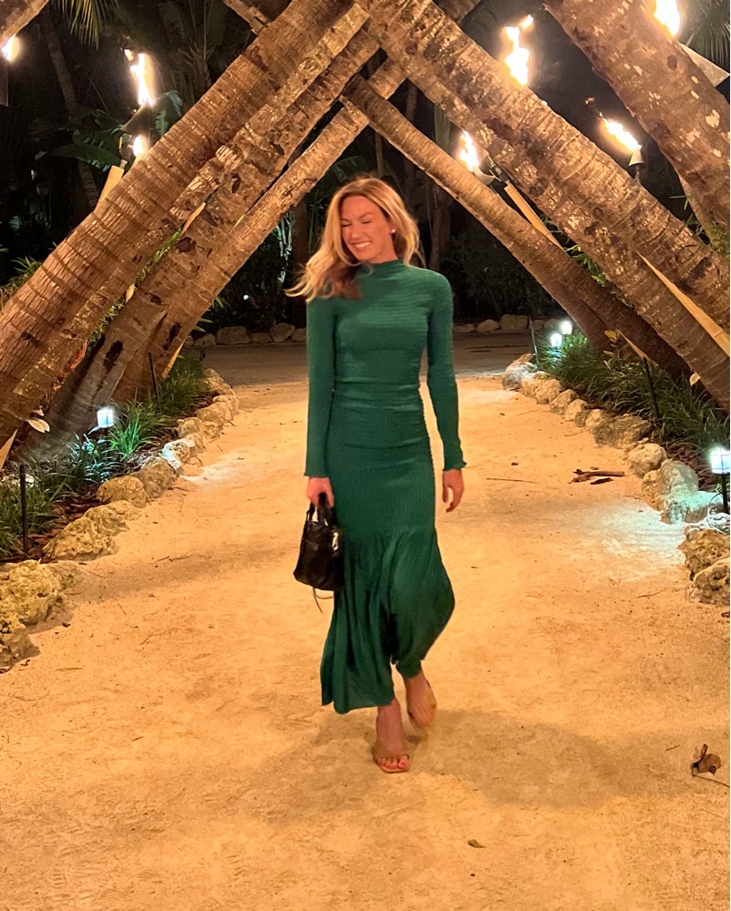 and other stories green dress & Other Stories Pleated Maxi Dress in Green