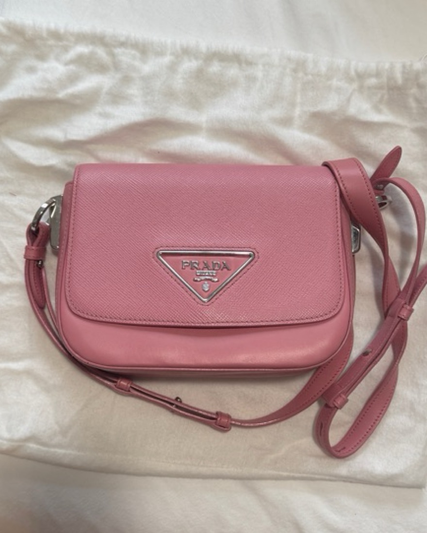 Pink prada saffiano Leather Flap Bag | Pickle