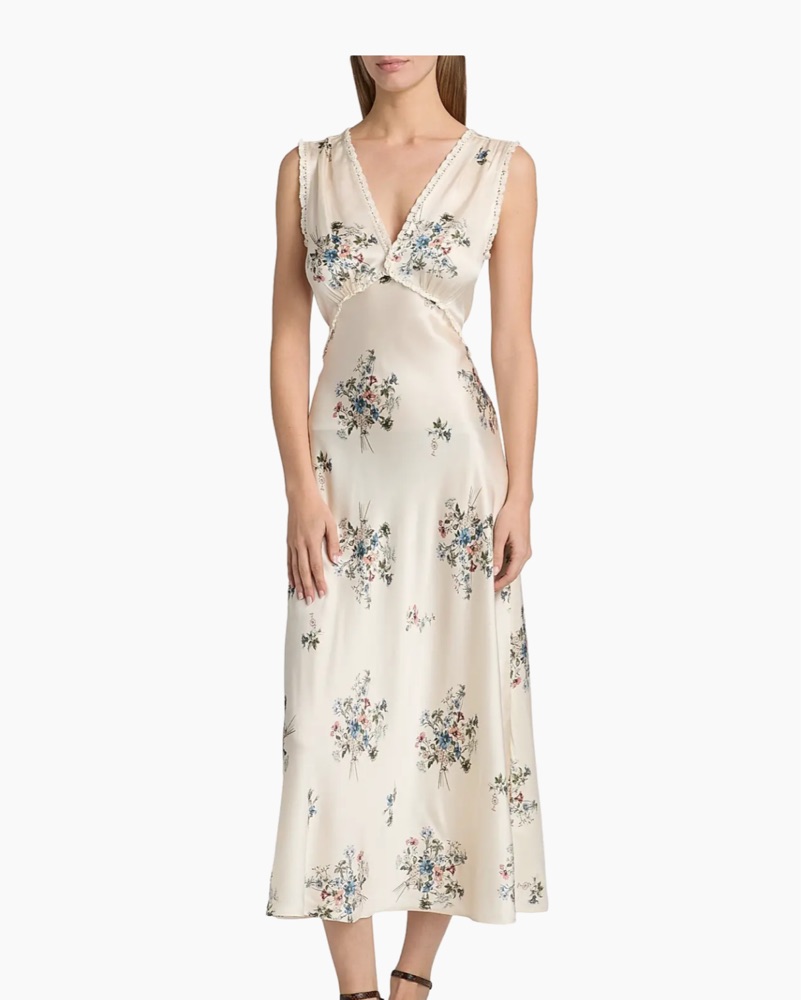 doen tahlia silk dress Doen Tahlia Floral Silk Midi Dress by Doen