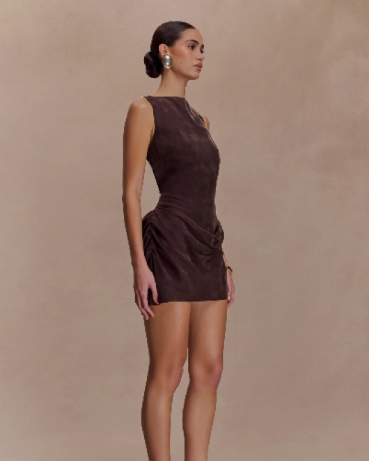 meshki brown velvet dress Roxanne Velvet Corset Maxi Dress - Cacao Brown